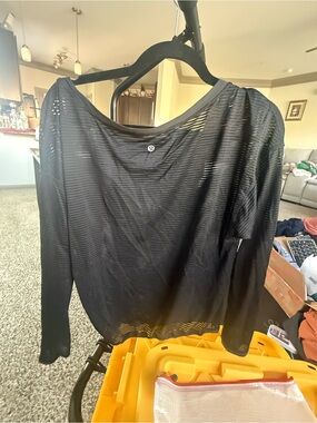 lululemon athletica Black Sheer Striped Long-Sleeve Top